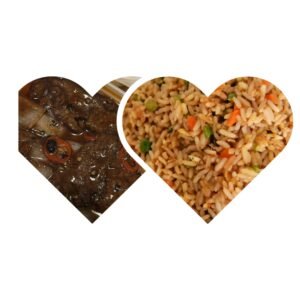 Fried rice with beef sauce.