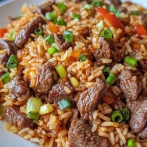 Fried rice with fried beef