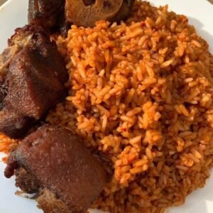 Jollof rice with pork chops