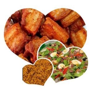 Jollof rice with fried pork chops and mix garden salad