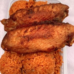 Jollof rice with fried turkey